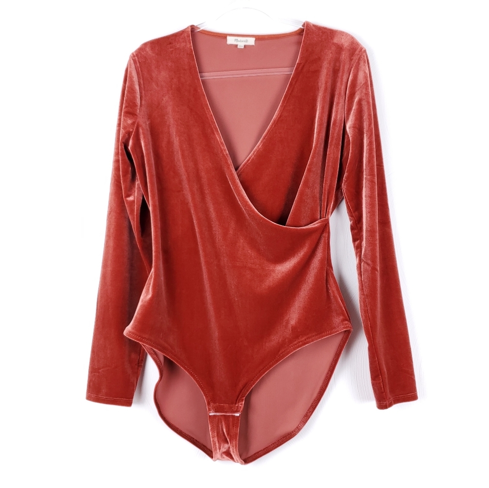 Madewell Velvet Wrap Bodysuit G9967 XL